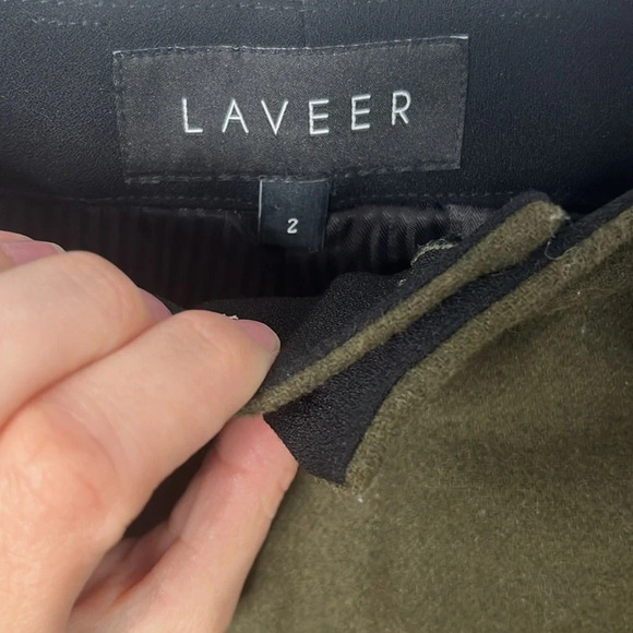 Laveer Green Wool Side Stripe Trousers - Picture 3 of 6